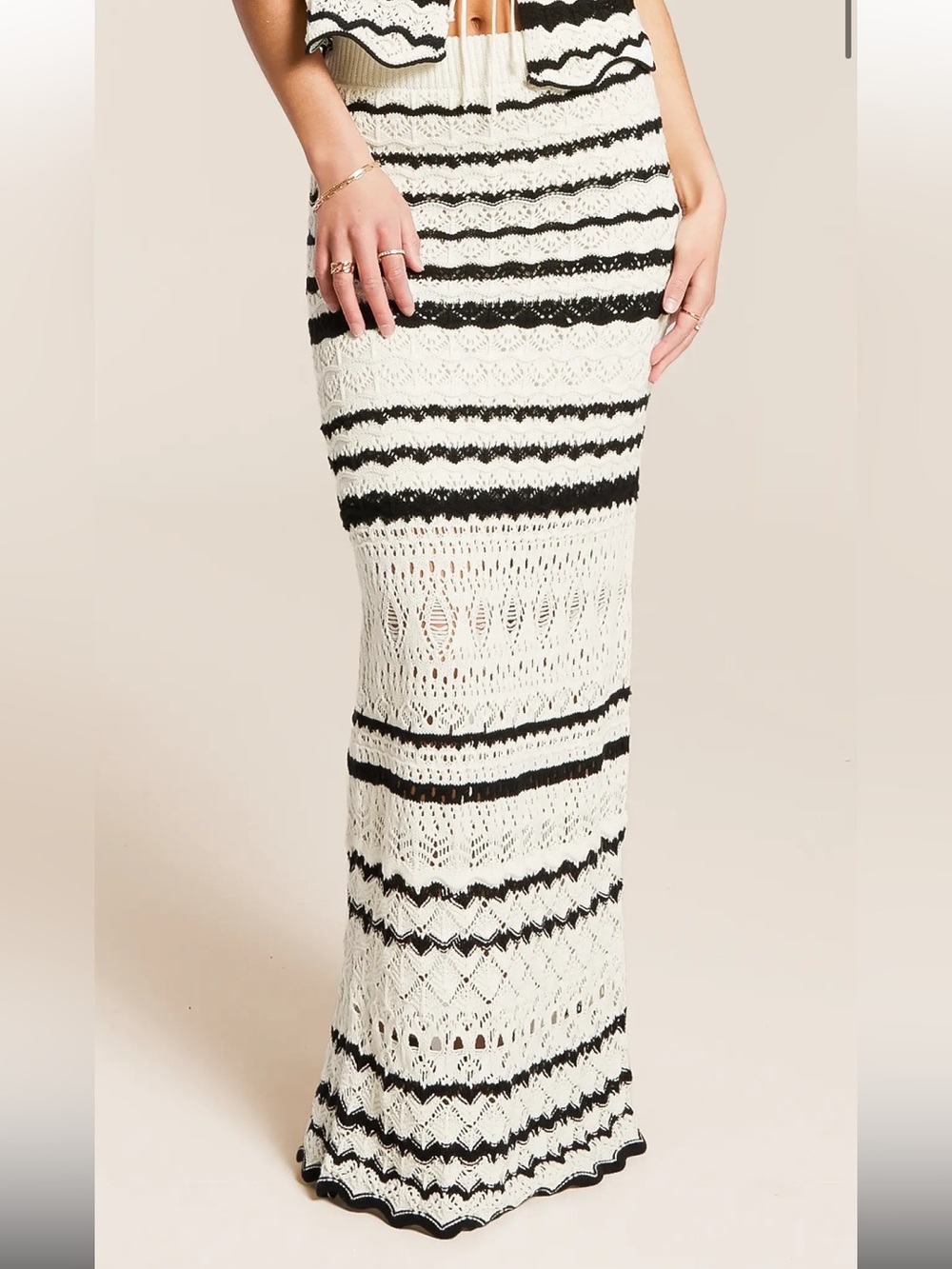 Pearlmoon1995 Black & Cream Maxi Skirt